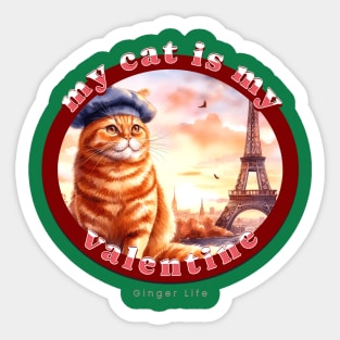 My French Valentine Cat Ginger Life 21G Sticker